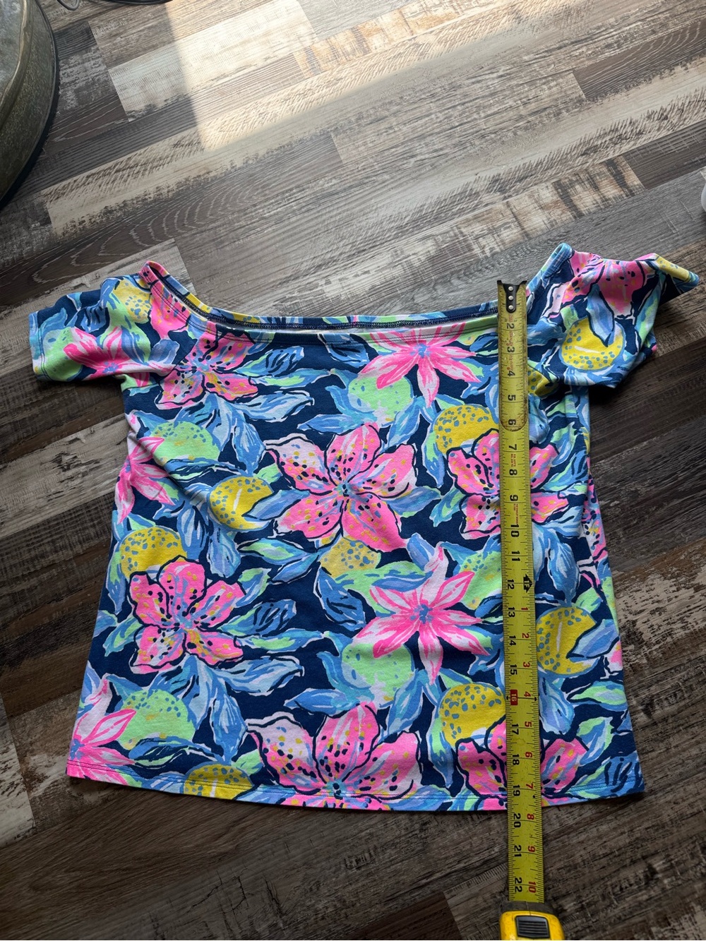Lilly Pulitzer Girls Off-Shoulder Floral Top - Pink, Blue & Yellow